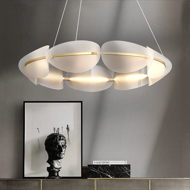 Modern Acrylic LED Chandeliers Living Room Creative Nordic Atmospheric Restaurant Contracted Luxury Iron Art Lighting Fixtures