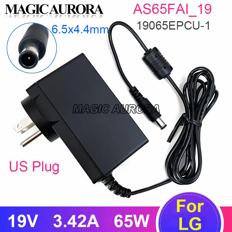 19V 3.42A ADS-65FAI-19 19065EPCU-1 Adapter For LG TV MONITOR 29LN4607 M2780D-PZ 34U67-P 28LB490U-ZH 26LN4500 27HJ712C Charger