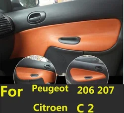 4PCS/SET  Microfiber Front / Rear Door Panels Armrest Leather Cover Protective Trim For  Peugeot 206  For  Citroen C2