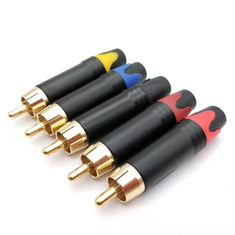 2Pcs/lot Good Quality RCA welding Thread Gold Plated RCA Connector RCA Male plug adapter for Audio Vidiod Wire Connector plug