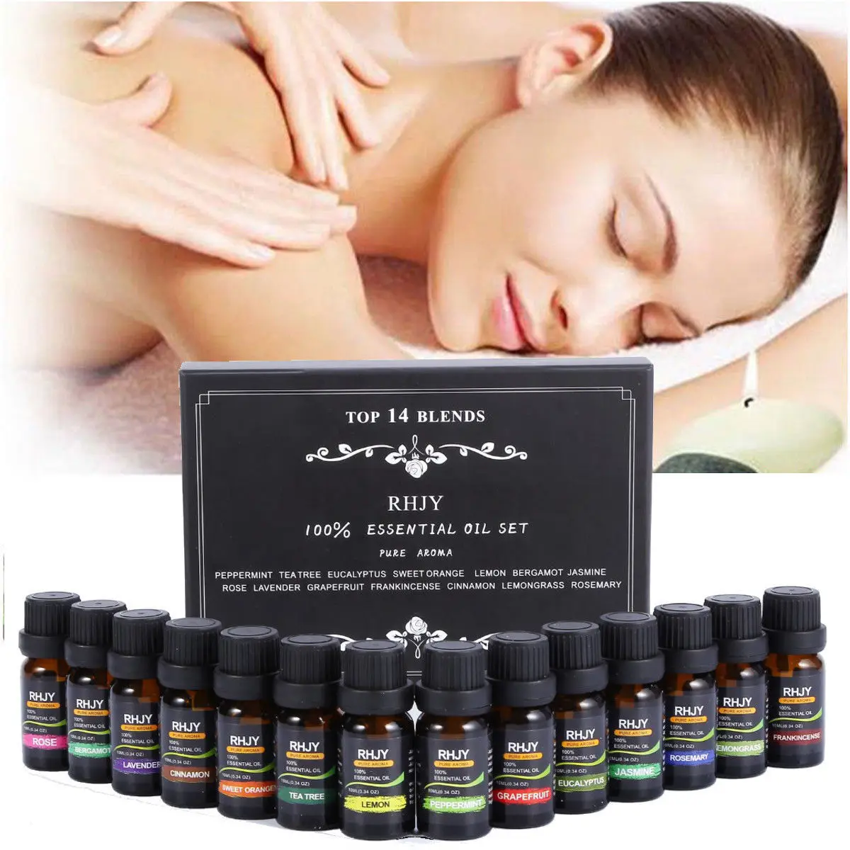 Essential Oils Set Of 14PCS 100% Pure Aromatherapy kit 10mL Bottles Gift Box