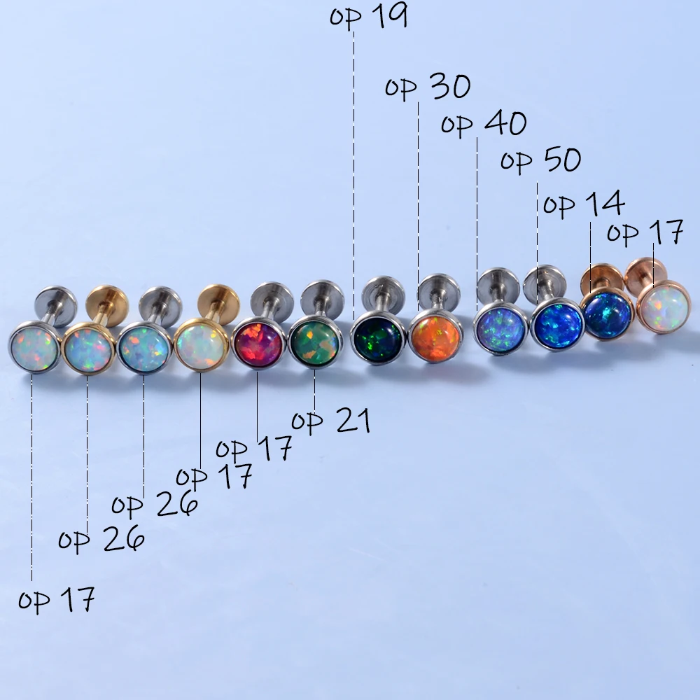 1Pcs 16g Internal Thread Opal Stone Labret Monroe Lip Stud Ring Opal Ear Cartilage Tragus Helix Earring Piercing Body Jewelry