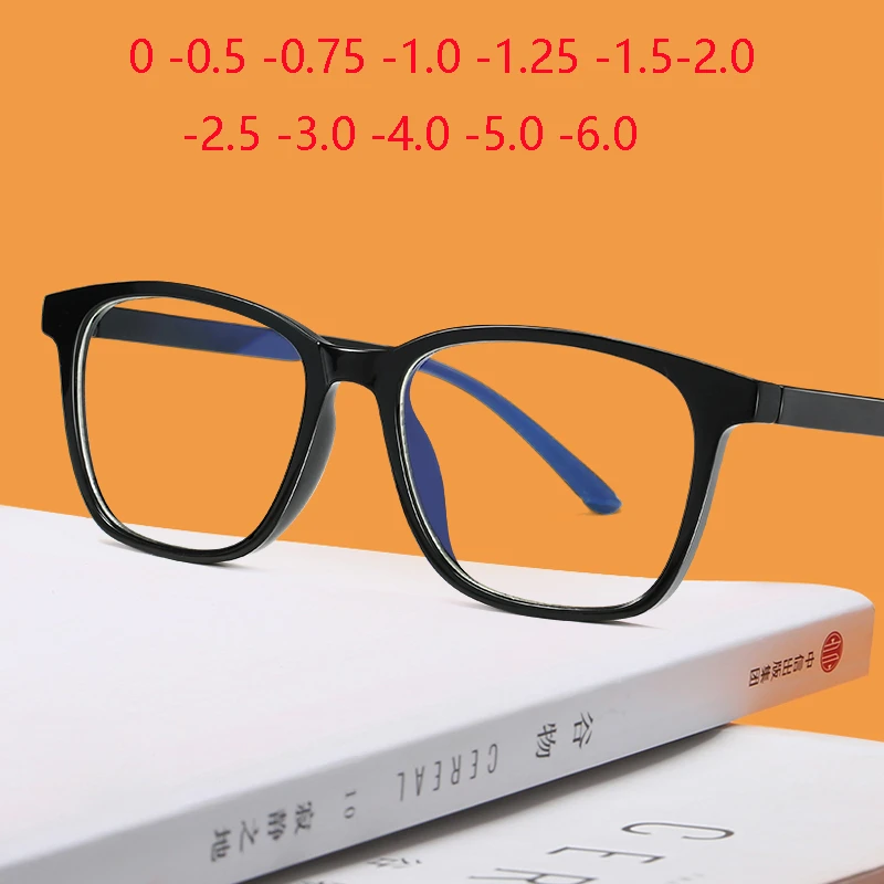 

Retro Woman Anti Blue Rays Square Myopia Spectacles Frame Spring Leg Minus Degree Myopes Lunettes Diopter 0 -0.5 -0.75 To -6.0