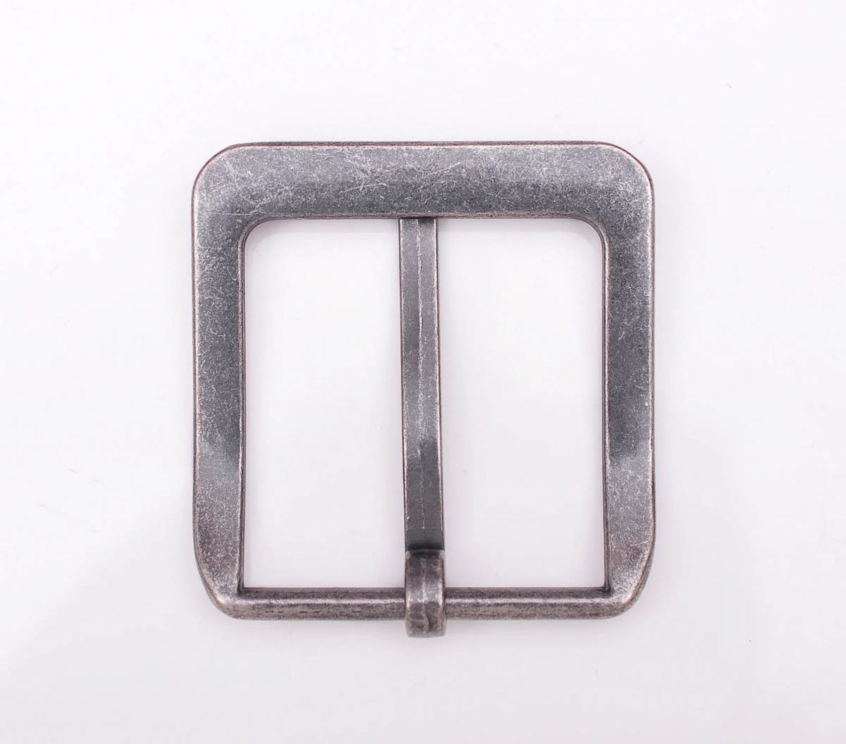 62*60MM (INNER 46 MM)Retro Silver Two-Tone Heavy Square Wide Single Prong Pin Clips Belt Buckle