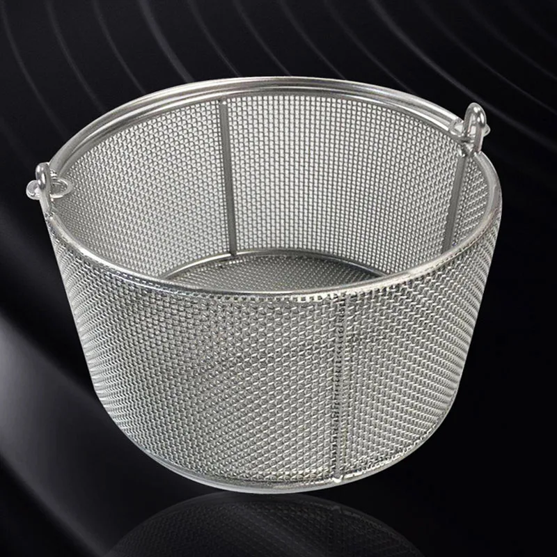 OD.30x30cm SS304 stainless steel metal parts cleaning net dryer basket strainer box extra ear with handle ultrasonic cleaner