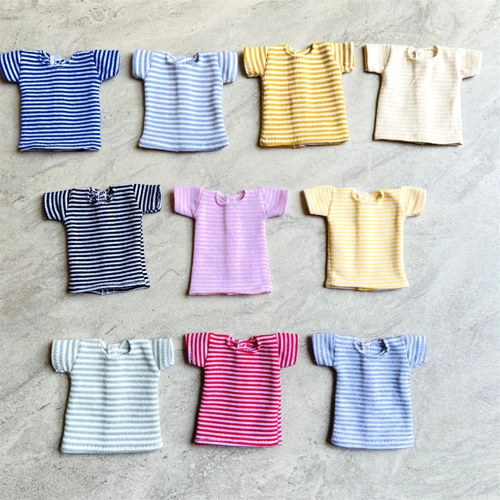 NEW Handmade Blyth Clothes,Pure Cotton Stripe T-shirt for barbies azone ob24 pullip blyth 1/6 doll clothes accessories