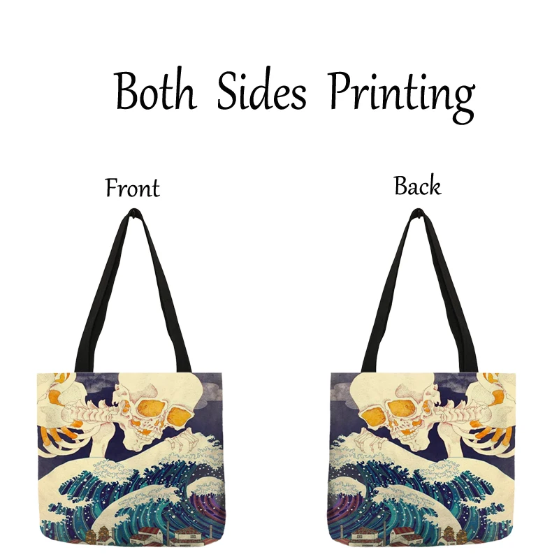 Japanese Ukiyoe Wave Mount Fuji Artwork Tote Handbag Fashion Causal Shoulder Bag for Travel Ladies Large Reusable Shopping Bags