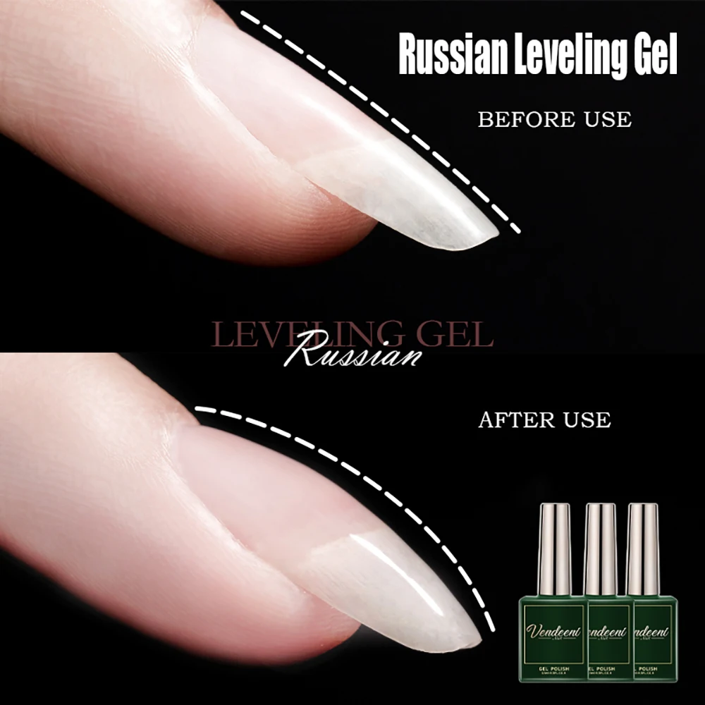 Vendeeni Russian Self Leveling Gel Nail Polish Strong Base Coat Reinforced Gel Lacquer Semi Permanent UV Soak Off Gel Varnish