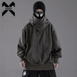 Moletom com capuz grande e escuro da BYBB'S para homens, pulôver de algodão, streetwear Hip Hop, Harajuku, inverno, 2021