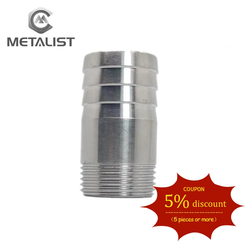 

METALIST DN20 BSPT Male Thread & Fit Hose Barb SS304 Pipe Fitting Hosetail Connector For Water Gas Oil