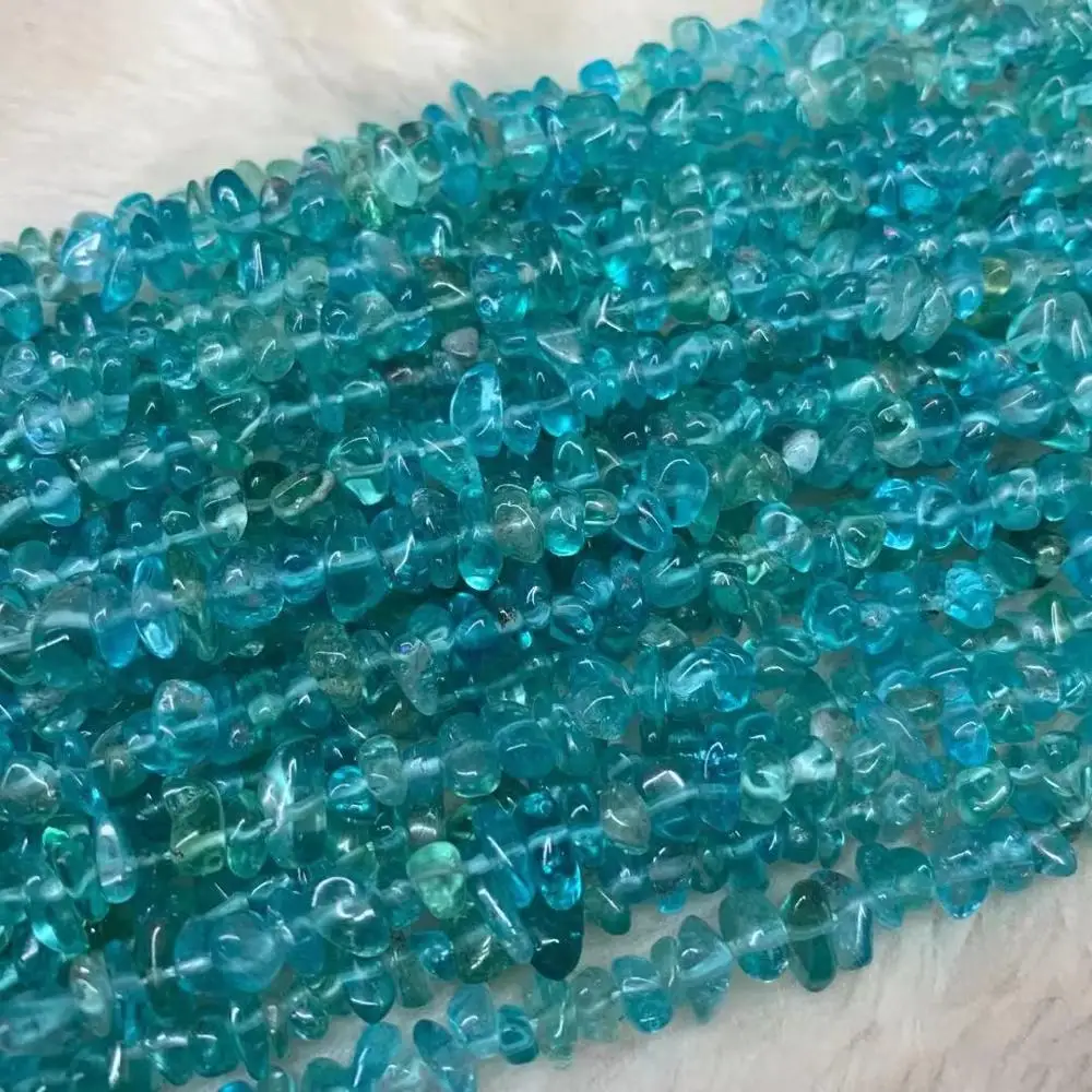 5-6mm Natural chip blue Apatite Beads For Jewelry Making Beads Bracelets For Women 15'' Needlework Spacer DIY Beads Trinket