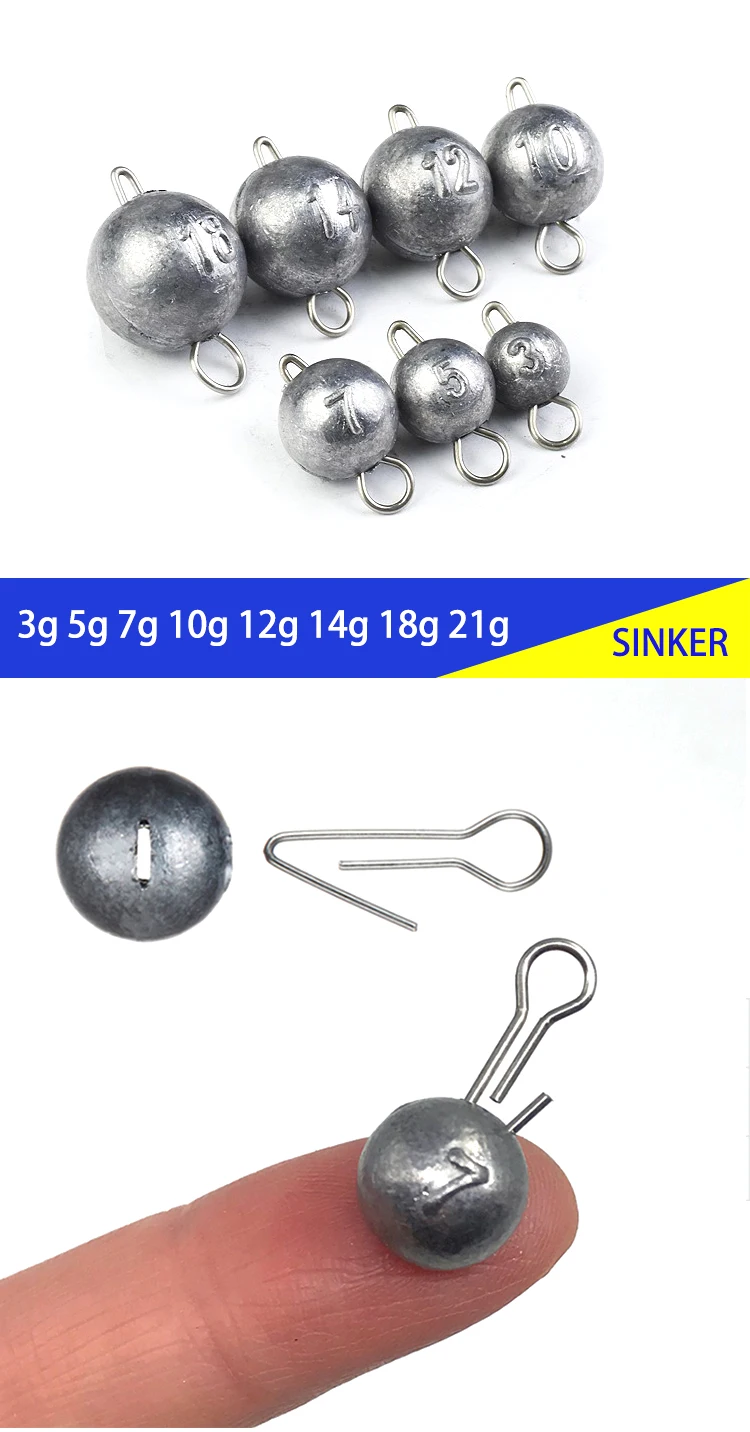 OBSESSION A020 3g-21g Angelzubehör Cheburashka-Sinker, Jig mit Rundkopf, Bullet-Gewicht, Weichköder-Verbinder, Texas Group – Detail 5