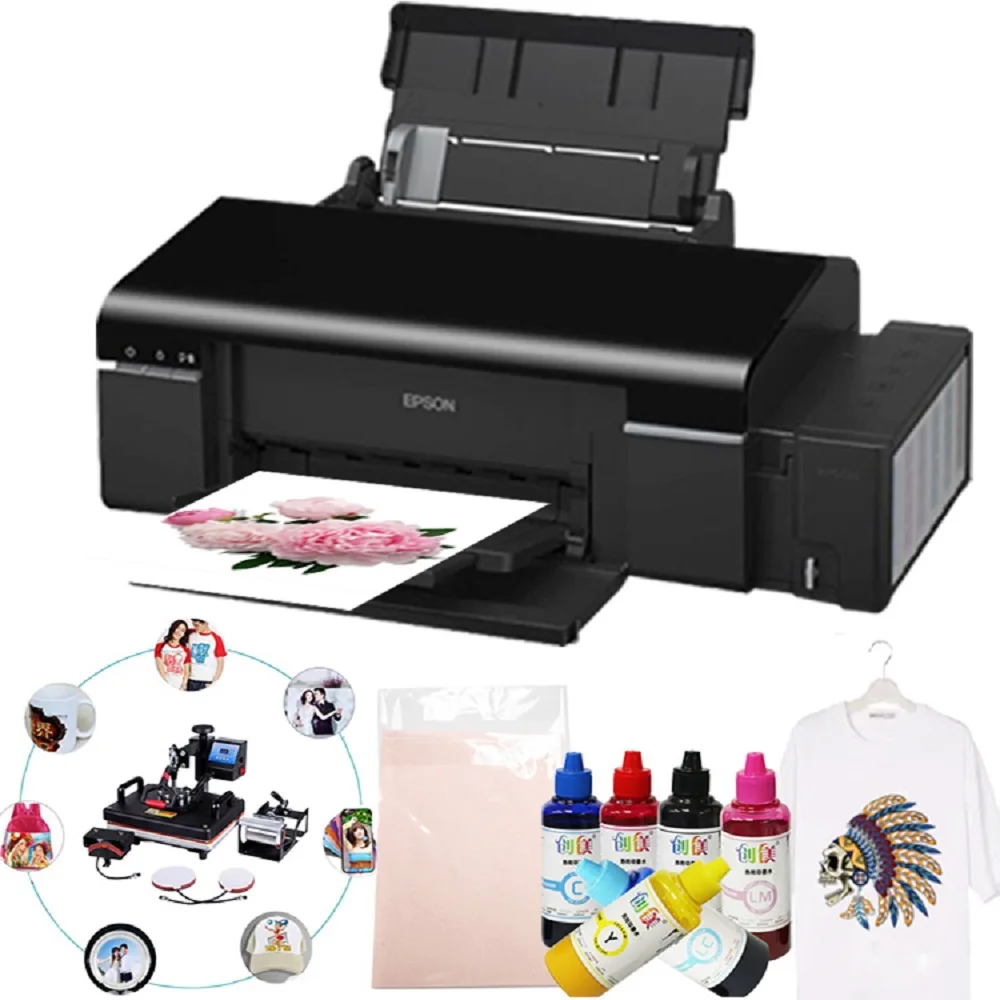 

A4 Printer L805 T-Shirt Printing Machine with RIP Software+ 6*70ML Sublimation Ink+ 100pcs Sublimation Paper