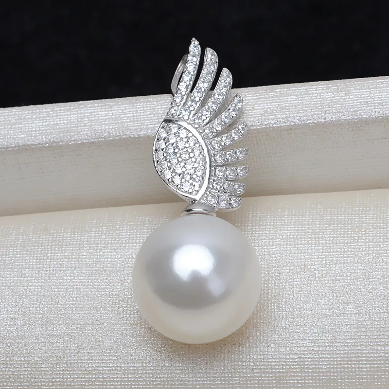 3Pieces/Lot S925 Sterling Silver Brand Wing Design Pendant Holder Accessory Silver DIY Pearl Pendant Jewelry Components