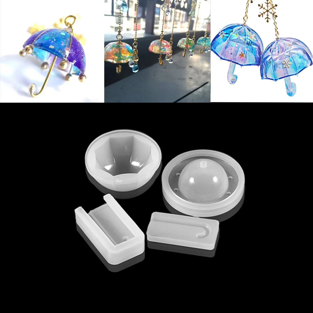 1 Pcs 3D Umbrella Epoxy Resin Molds Bumbershoot Silicone Mold For DIY Earring Jewelry Making Dried Flower Decor Crafts Supplies