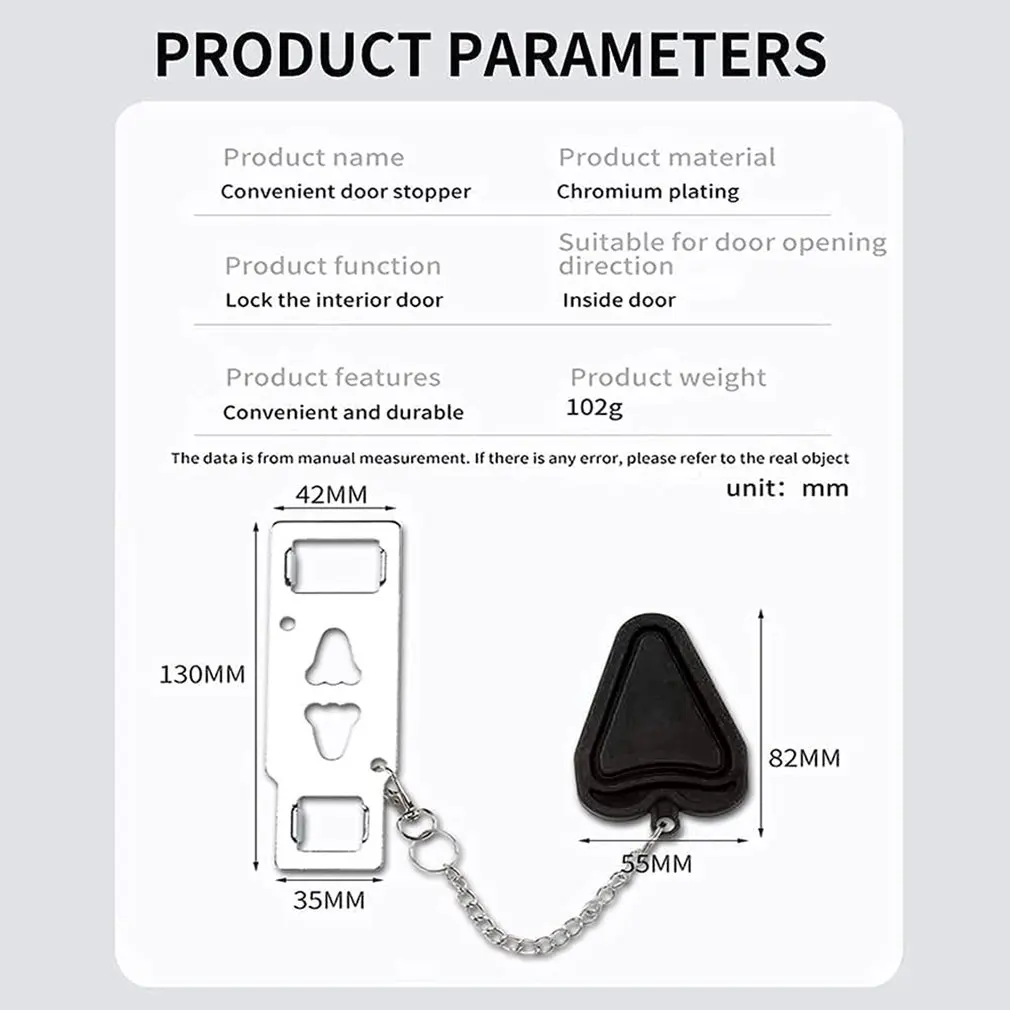 Cerradura de puerta portátil Cerradura de puerta de seguridad de viaje Viaje familiar Hotel Apartamento Habitación Cerradura de puerta antirrobo Hebilla de autodefensa