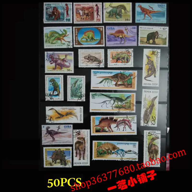 50 verschiedene Dinosaurier-Stempel, Briefmarken, echte Briefmarken, zum Sammeln von prähistorischen Tieren, Scrapbooking-Materialien für Scrapbook – Detail 4