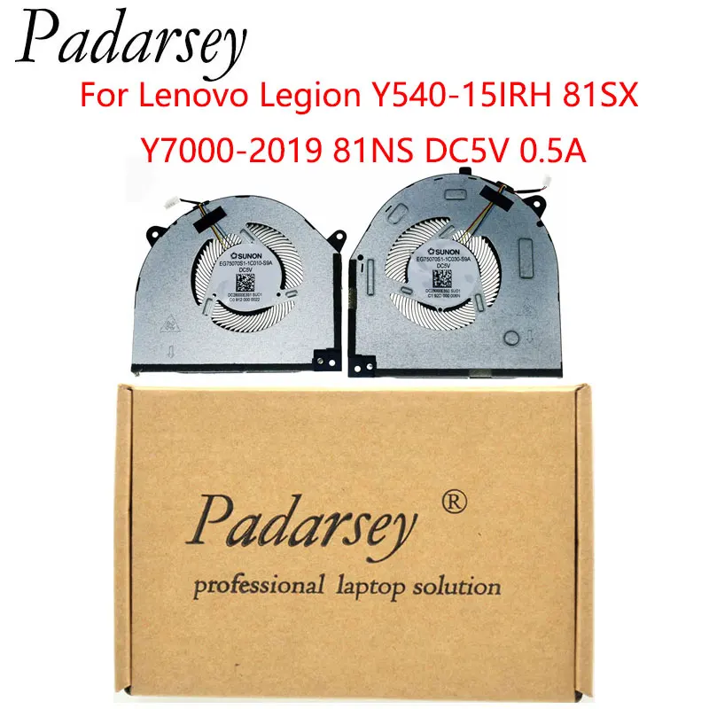 Padarsey Replacement CPU + GPU Cooling Fan for Lenovo Legion Y540-15IRH 81SX Y7000-2019 81NS DC5V 0.5A GTX1660Ti  5F10S13886