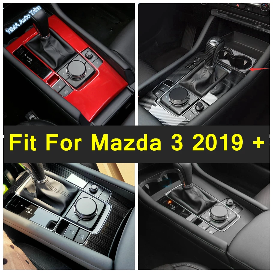 

Auto Stalls Gear Shift Gearshift Box & Front Seat Water Cup Holder Panel Cover Trim For Mazda 3 2019 - 2023 Interior Accessories