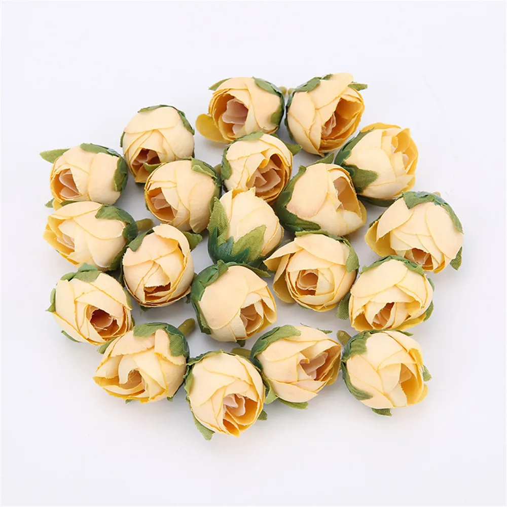 10Pcs Vintage Artificial Silk Rose Tea Buds Flowers Bud DIY Crafts Wedding Room Decor Valentine\'s Day Christmas Party Decoration