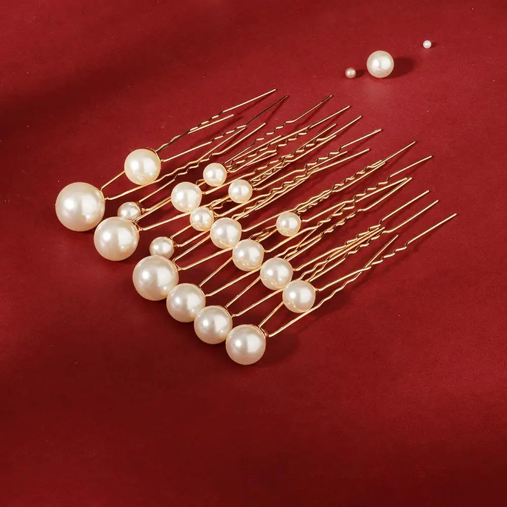 women's hairpin 18 pieces of pearl U-shaped hairpin wedding accessories bridal headdress ladies daily hair jewelry