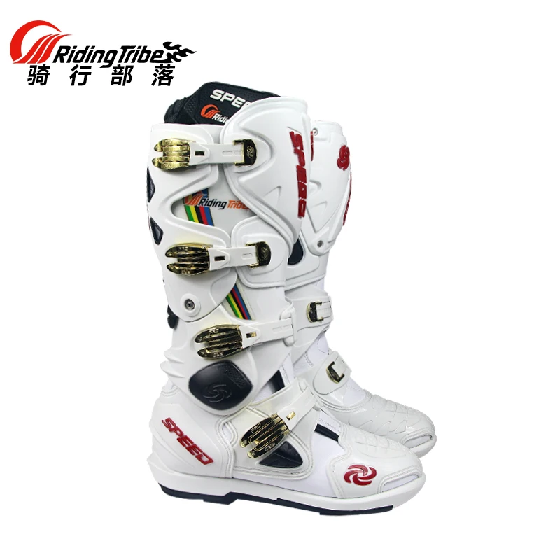 

Riding Trider 100% NEW Motorcycle Boots Motocross Leather Long knee-high Shoes white black moto GP dirty bike SIZE 10-45 B1004