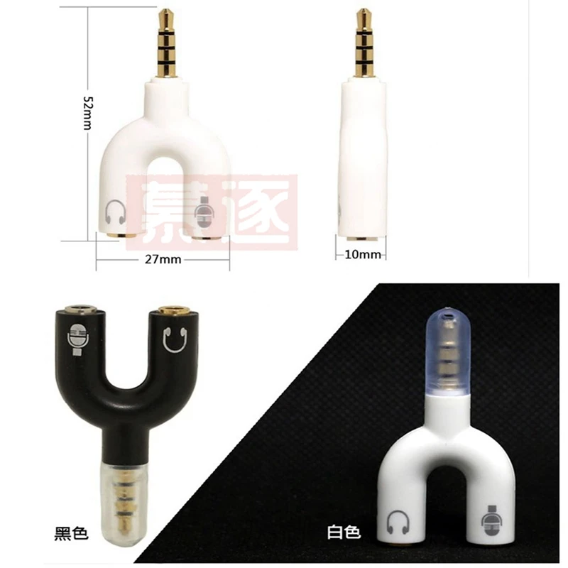 Divisor y de áudio estéreo de 3.5mm, macho para 2 fêmeas, adaptador de entrada para fone de ouvido