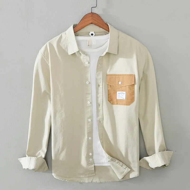 Spring new arrival long sleeve fashion shirts men casual solid shirts for men pure cotton brand men shirt designer trendy shirt