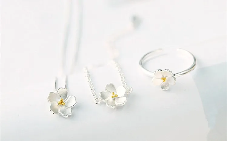 Prawdziwe 925 Sterling Silver Flower kolczyki dla kobiet dziewczyn prezent Hot moda sterling-srebrny-biżuteria kobiety kolczyki — zdjęcie 4