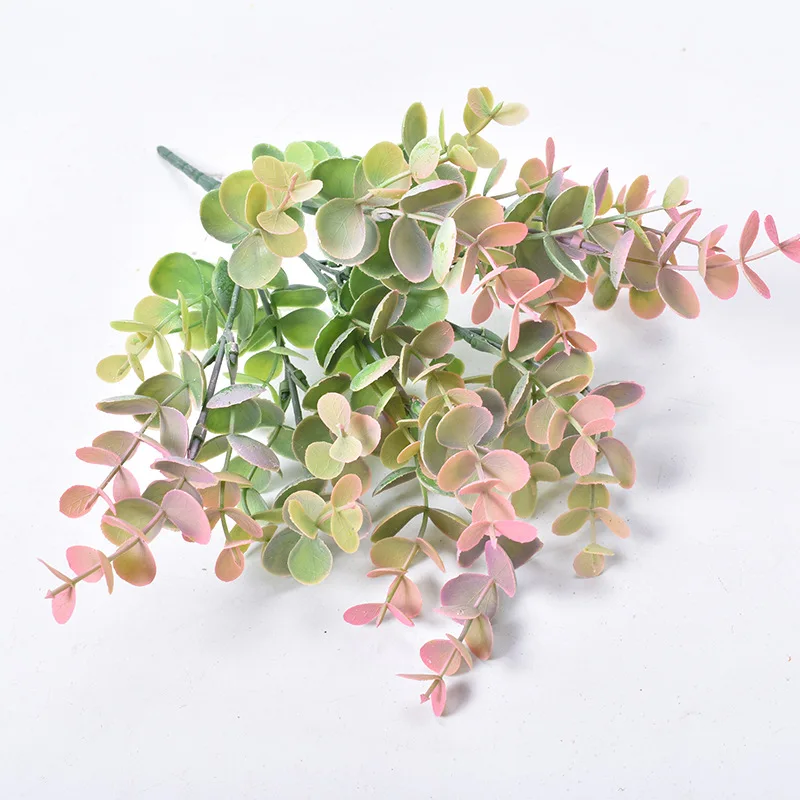 ユーカリの葉プラスチック製の緑の植物偽の人工植物ユーカリの葉diyホームウェディングフォレストスタイルデコレーション