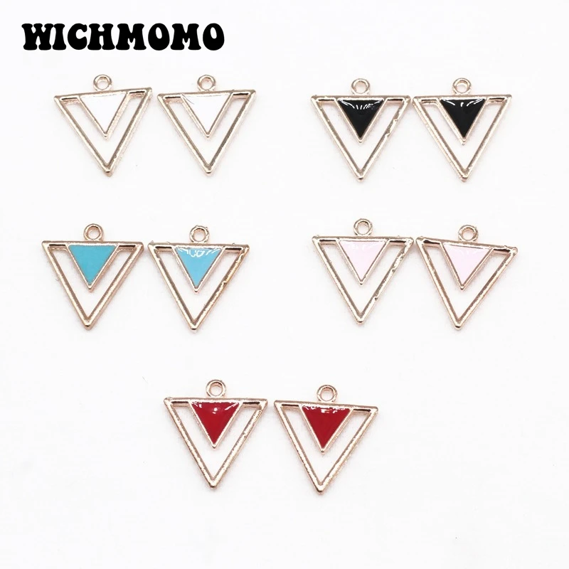 New Fashion 10pcs/bag 19*17MM Zinc Alloy Drop Oil Geometric Triangle Charms Pendants for DIY Earring Jewelry Accessories