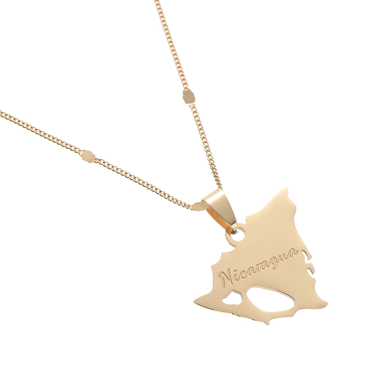 Country Gold Color Nicaragua Map Pendants Necklaces Women Men Engrave Nicaraguan Name Jewellery