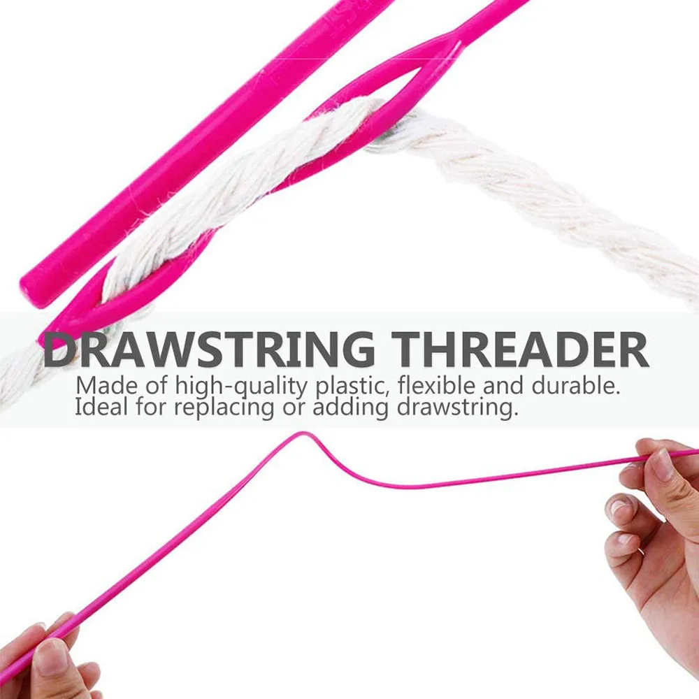 Drawstring Threader Tool Flexible Drawstring Threader Stainless Steel Sewing Loop Turner Hook Elastic Cord Threader Sewing Tools