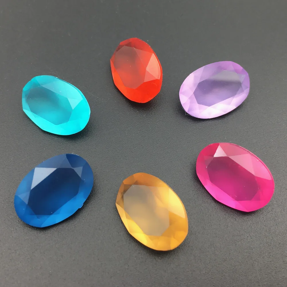 10x14mm Oval Rhinestones Glazed Color Resin Rhinestone Pointback Transparent Fancy Crystal For Phone DIY Hair Accessories