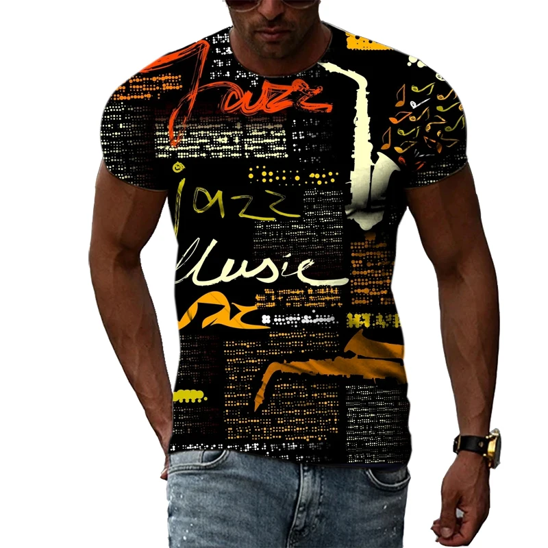 Summer New 3D Retro Graffiti T-shirts Men Fashion Casual Personality Vintage Trend Printing Round Neck Short Sleeve Tees Tops