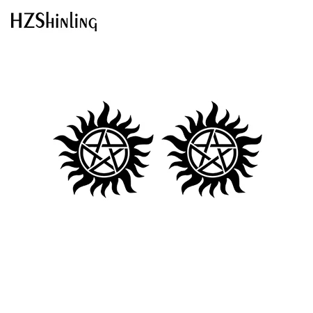 Supernatural Cartoon Pattern Stainless Steel Ear Craft Resin Epoxy Earrings Accessories