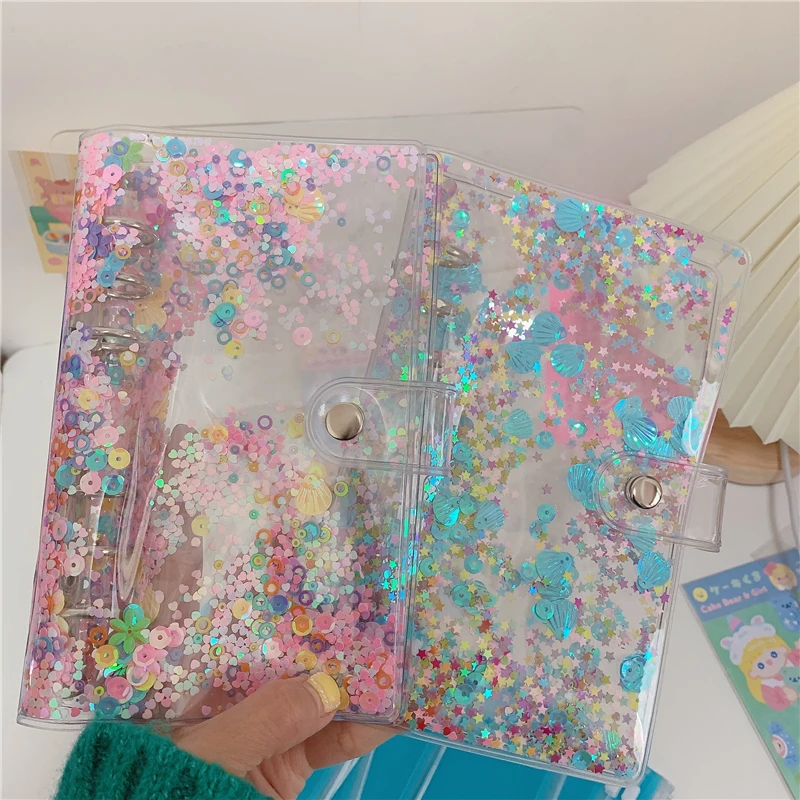 A5 A6 Creative Cute Transparent 6 Ring Colorful Loose-leaf Hand Book Student Notebook Ring Binder Kawaii School Supplies