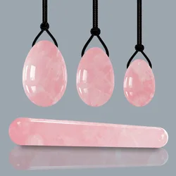 Natural Rose Quartz Yoni Egg Set Vaginal Tightening Jade Egg Women Pelvic Kegel Exerciser Vaginal Massage Yoni Wand Crystal Ball