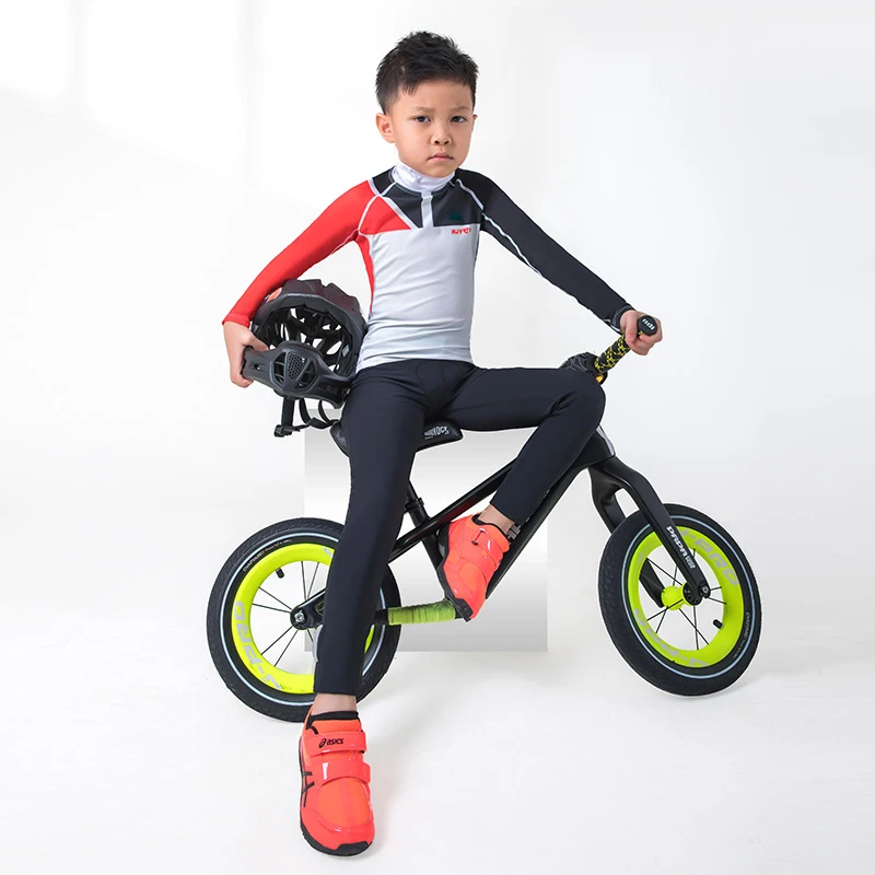 RJYC Long Sleeve Cycling Jersey Set for Kid 2022 Pro Team Children Breathable Bike Clothing Boys Girl Summer Bicycle Jersey