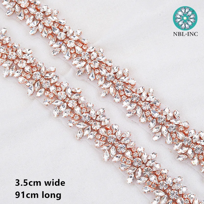 (1 PC) Rhinestones Bridal belt diamond wedding dress belt crystal satin wedding sash trim for wedding dress accessories WDD0278