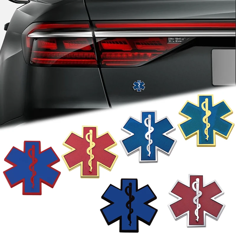 Car Accessories Metal Star of Life Nursing Ambulance Emblem Rear Trunk Body Badge Sticker