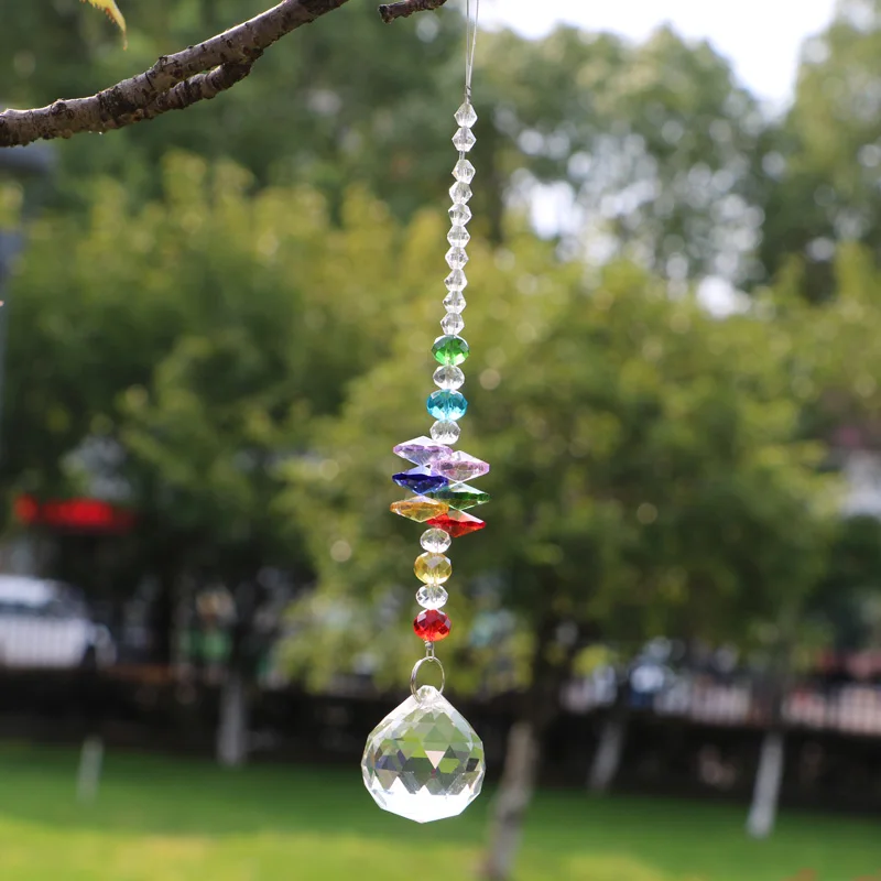 8PCS/L Chakra Crystal Suncatcher Chandelier Crystal Ball Prisms Pendant Rainbow Maker Hanging Ornament Window Home Wedding Decor