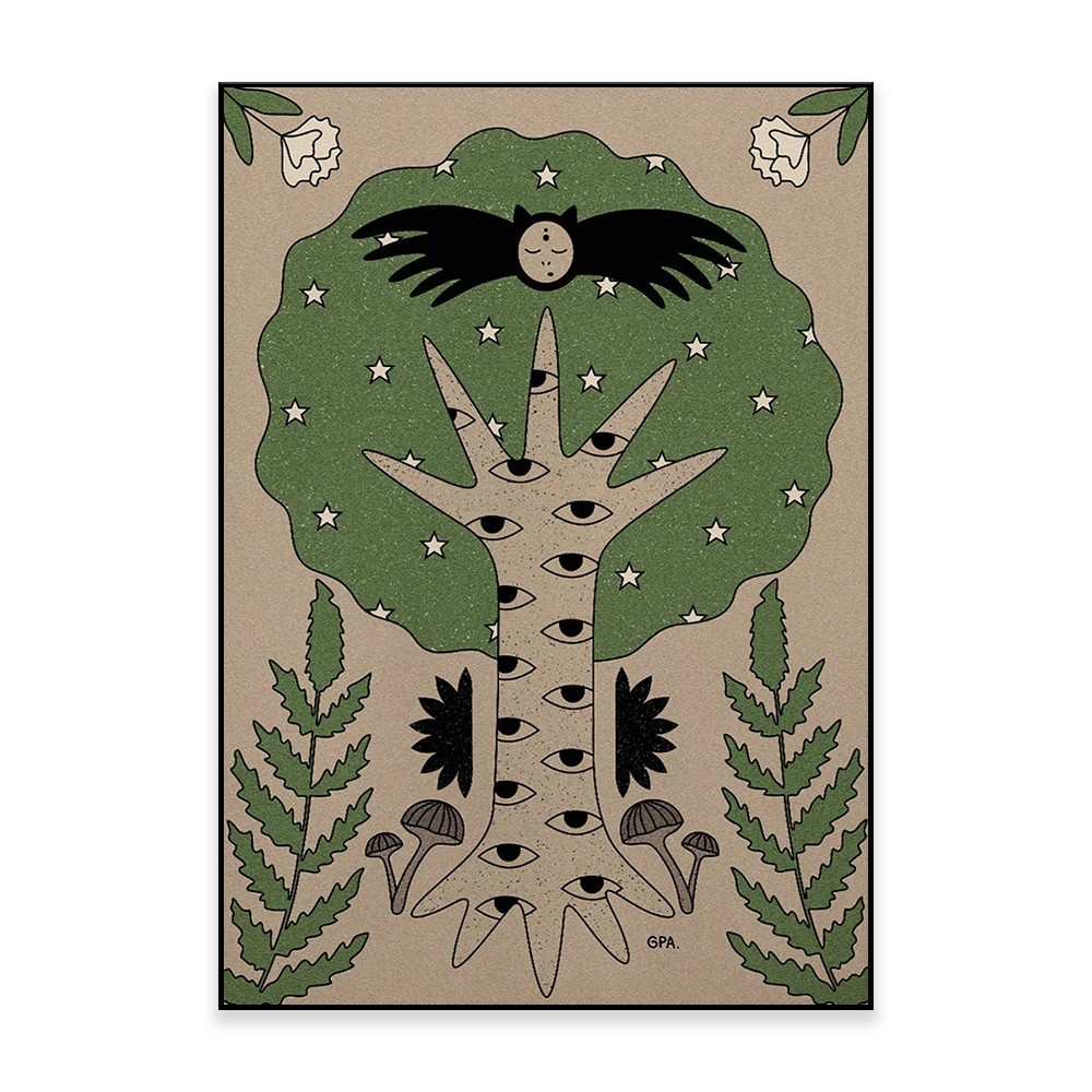 

Tree Of Wisdom, Tree Of Life, Tree Art, Third Eye, Nature Wall Art, Spiritual Decor, Free Bird, Owl Familiar, Mushroom Poster