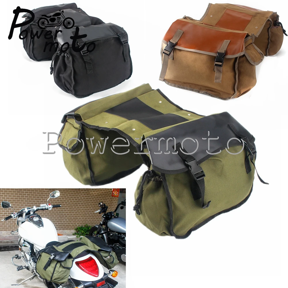 

Universal Moto Saddle Bag Motorbike Waterproof Canvas Panniers Bag Side Storage Tools Bags for Motorcycle Bike Scooter Saddlebag