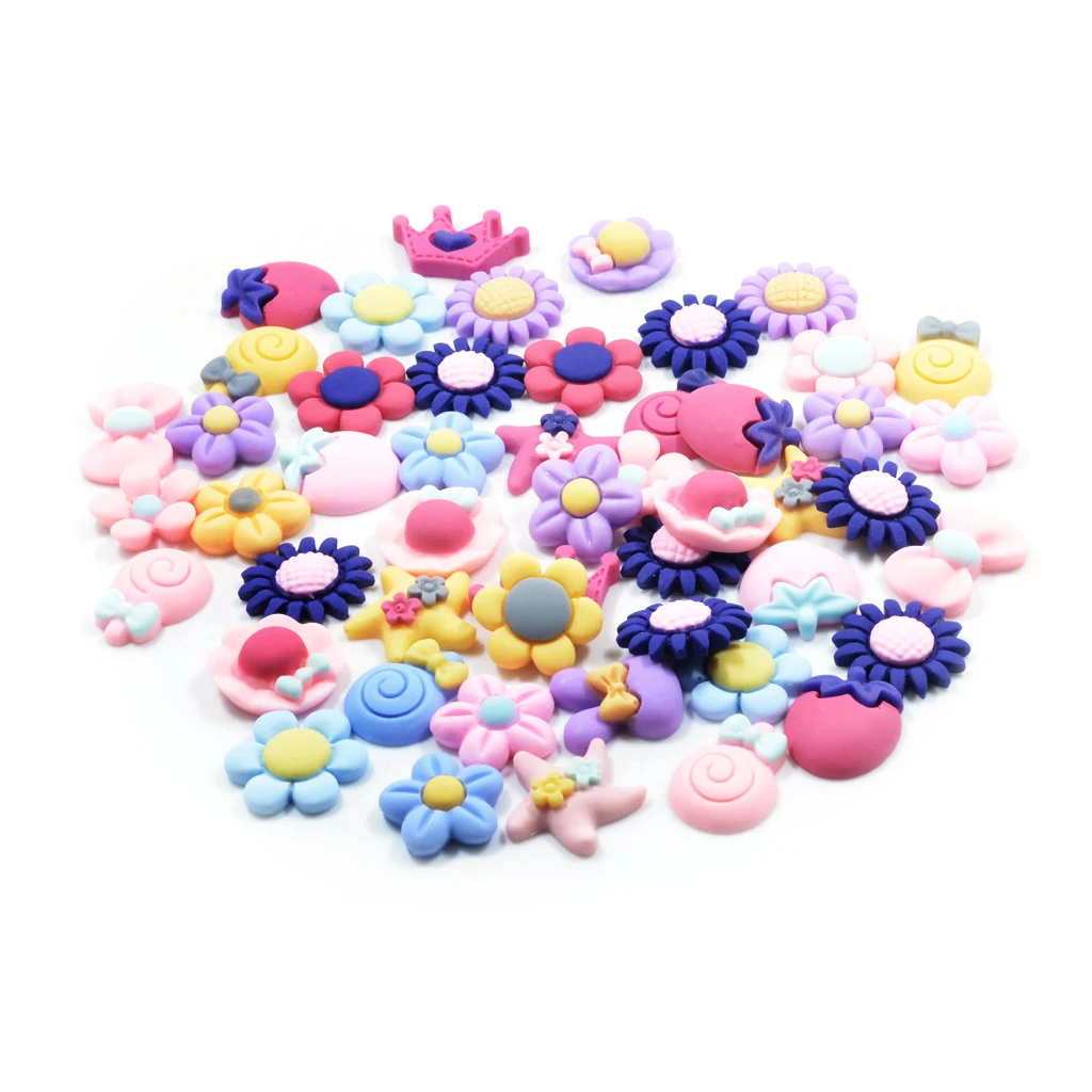 50PC Cute RESIN FLOWER CANDY FLATBACK CABOCHONS Embellishment Decoden Crafts