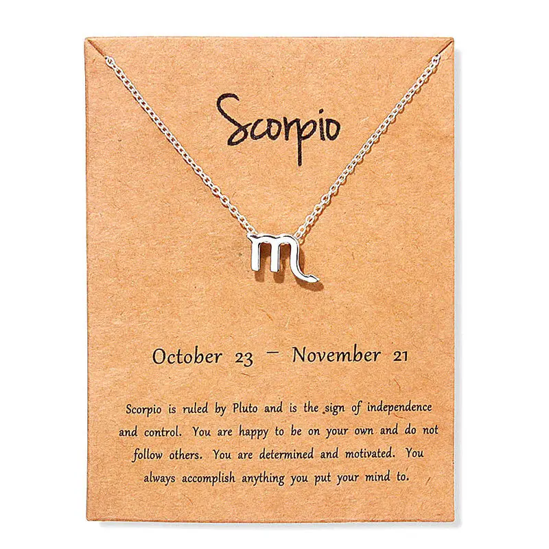 Women 12 Horoscope Zodiac Sign Pendant Necklace Taurus Aries Leo 12 Constellations Jewelry Kids Christmas Gifts