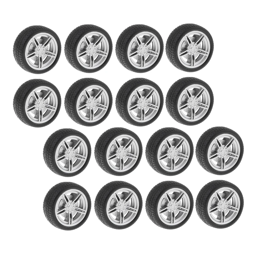 20pcs 30mm Rubber Tires + 5 Spoke Wheel Rim for Remote Control Racing Car