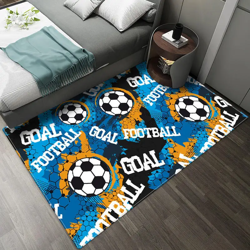 Football Carpet Cartoon Child Bedroom Carpet For Boys Soft Flannel Teenager Carpet Big Crawling Mat For Baby Kids Room Play Mat