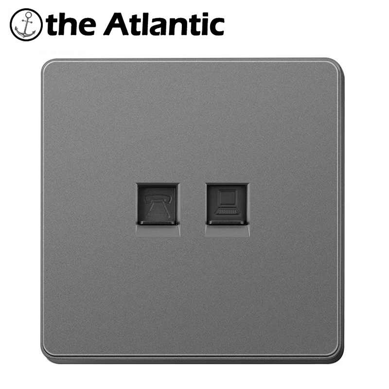 PC Data Female Jack Outlet Gray Plastic FrameTV Signal RJ45 Telephone Computer Data Satellite Cable Household Wall Socket