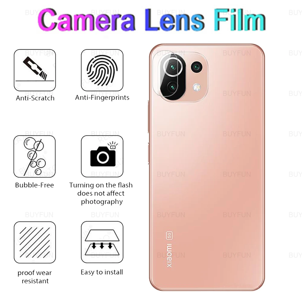 Funda de vidrio templado 6 en 1 para Xiaomi 11 Lite 5G NE, Protector de pantalla para Xiaomi Mi 11 Lite 5G 11i 11T Pro, película protectora para lente de cámara